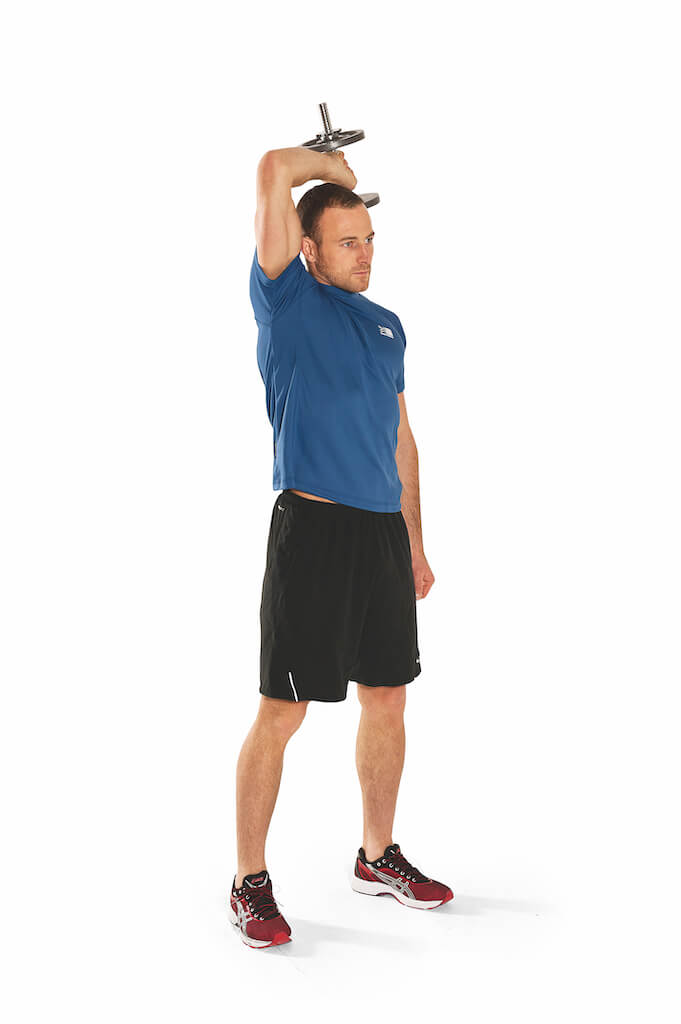 man performing single-arm triceps extension