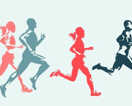 Illustration of four runners demonstrating how to improve running form