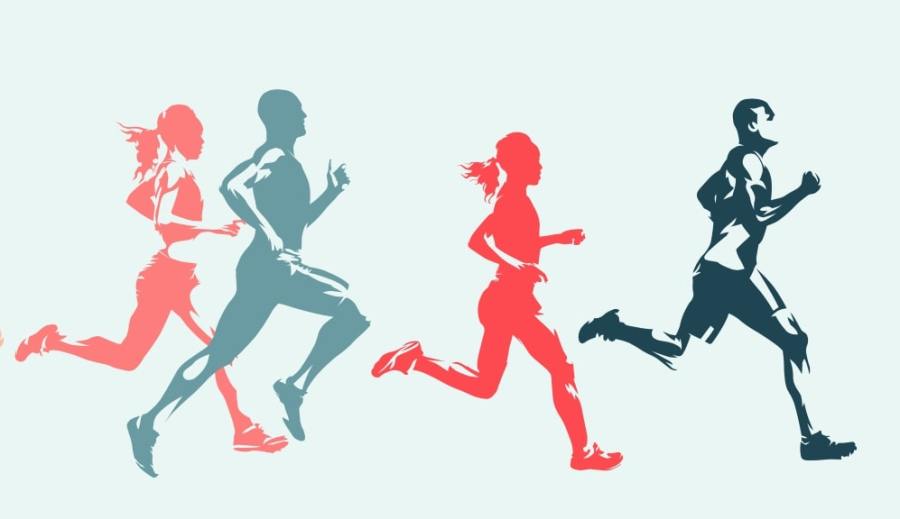 Illustration of four runners demonstrating how to improve running form