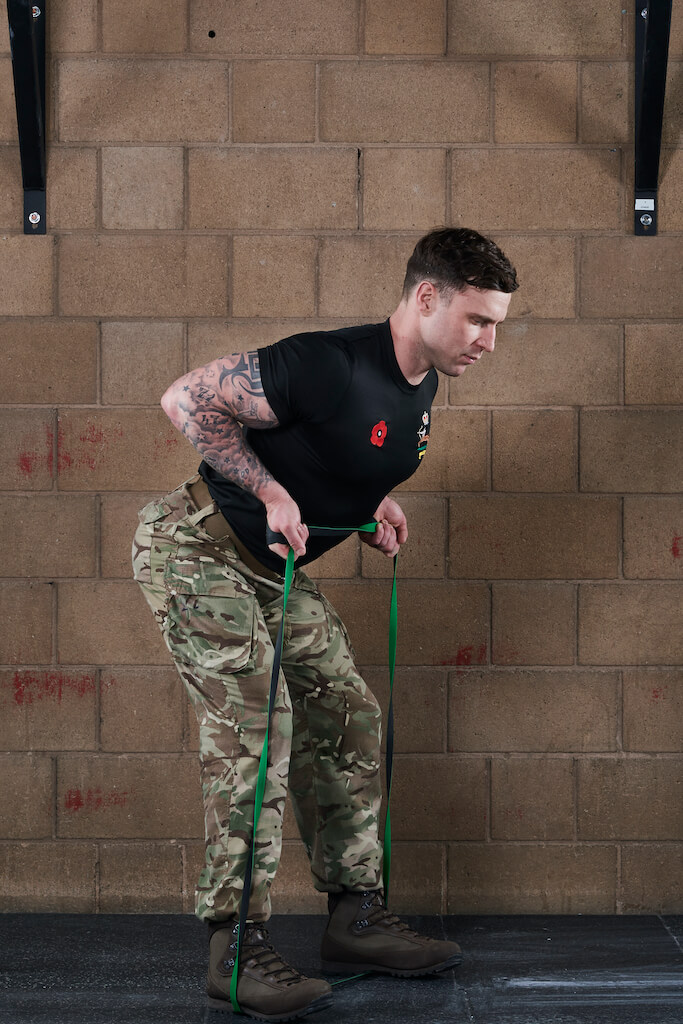 Man demonstrating a Resistance Band Bent-Over Row