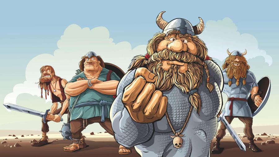 A cartoon image of Viking warrioirs