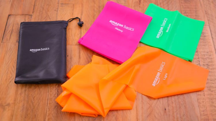Amazon Basics Resistance Bands kit including storage bag