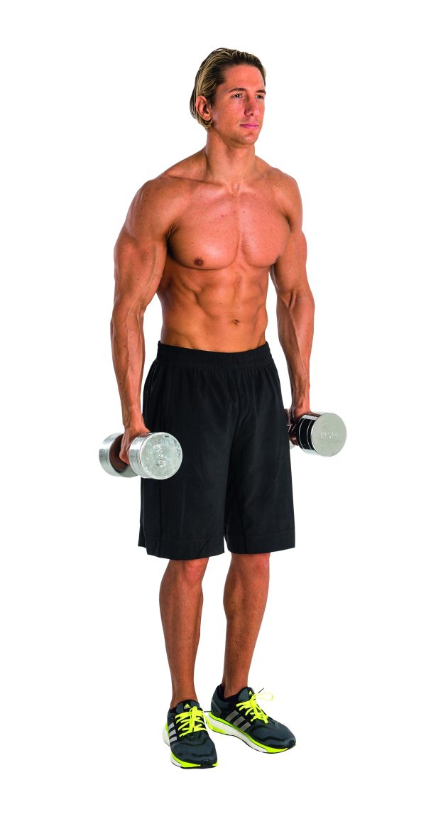 Man performing dumbbell lateral raise start position