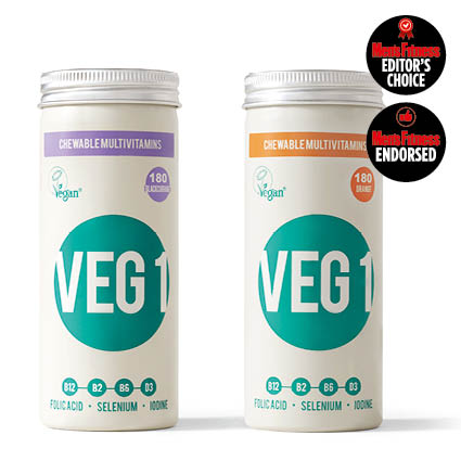 veg1 vitamin b12 supplements on white background