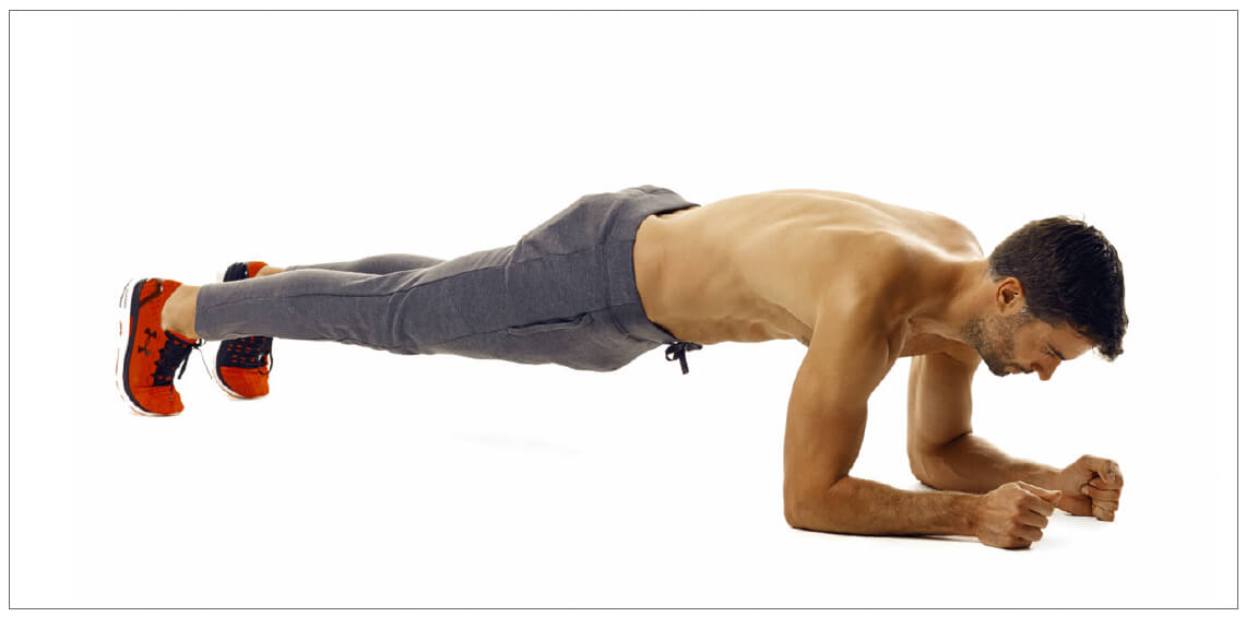 man performing plank abs exercise in 6 week fat loss plan