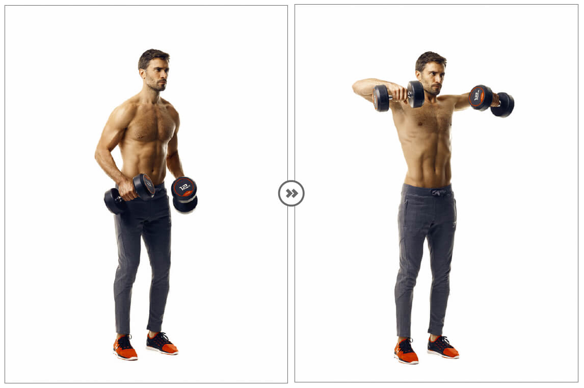 man performing dumbbell lateral raise