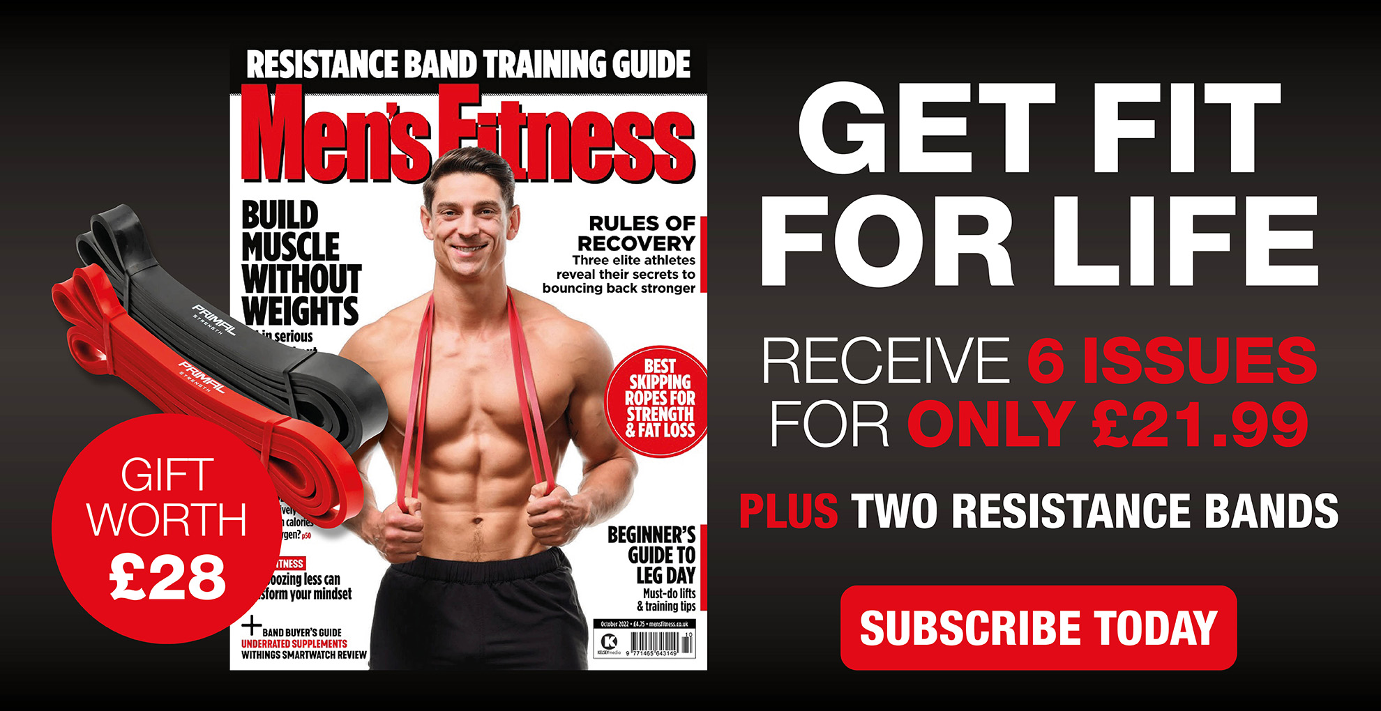 men's fitness subscription offer banner free resistance bands