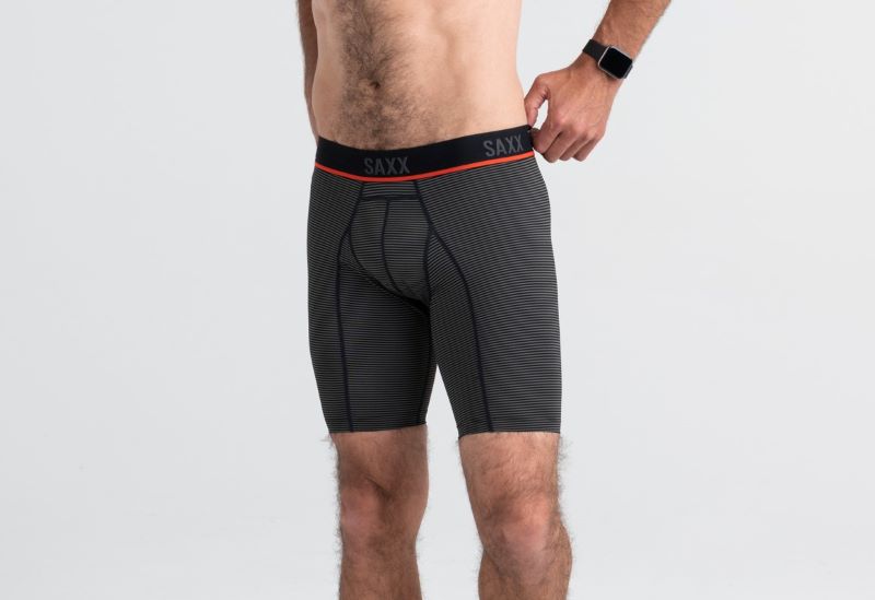 Product shot of a man wearing Saxx Kinetic HD sports boxers