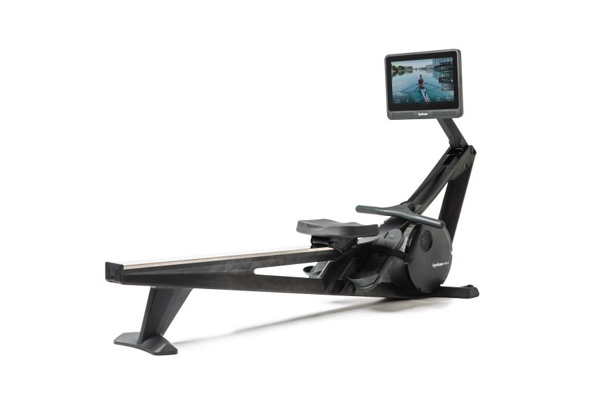 Product shot of a Hydrow Wave rowing machine