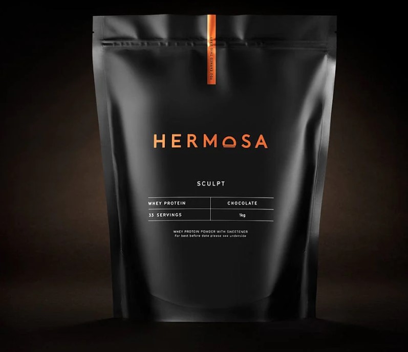 Product shot of Hermosa whey protein powder