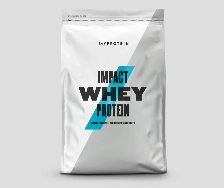 Product shot of a bag of Myprotein Impact whey powder