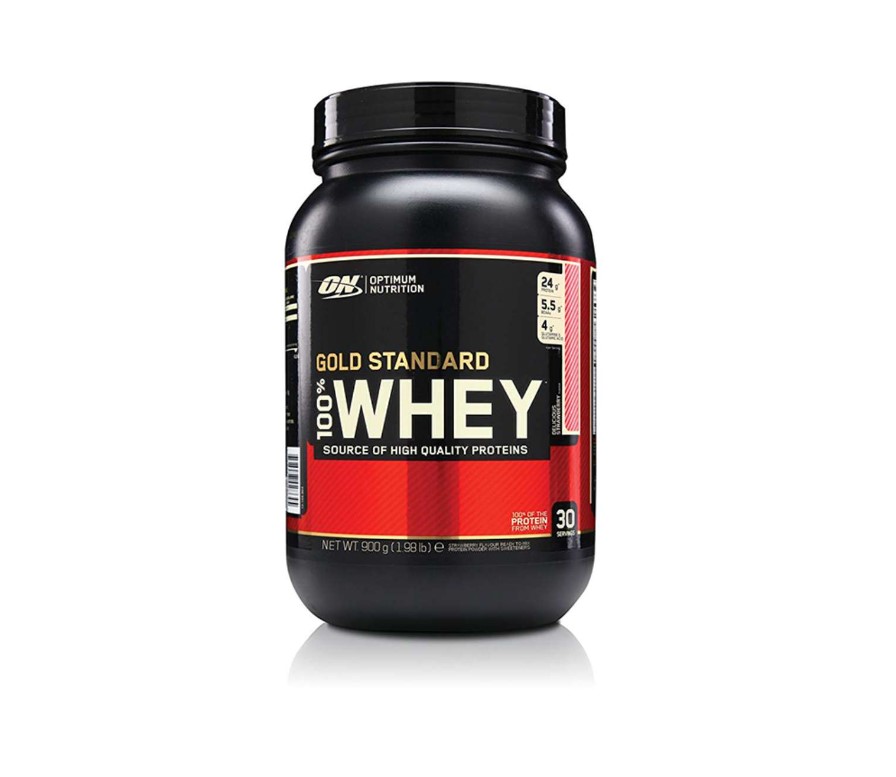 Product shot of Optimum Nutrition whey protein tub