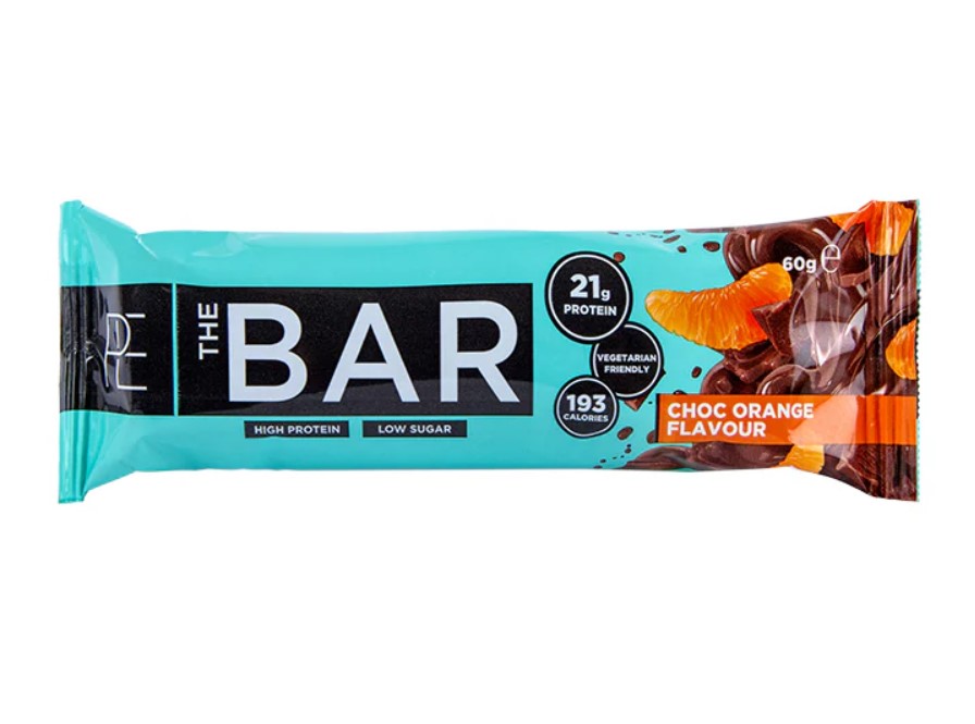 A product shot of PE Nutrition The Bar protein bar
