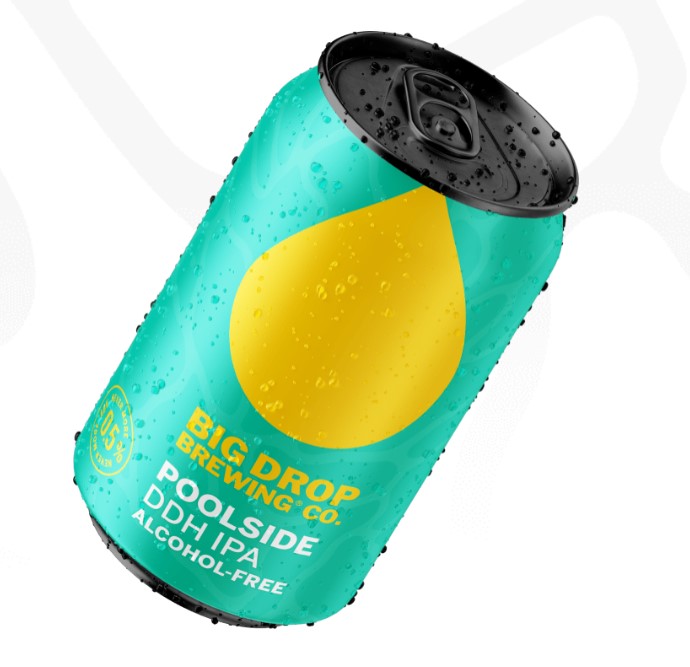 Product shot of a can of Big Drop alcohol-free beer