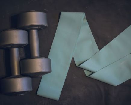 Pair of dumbbells and resistance bands