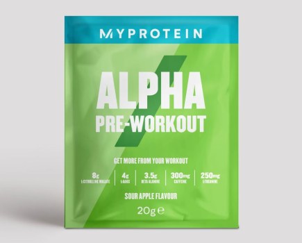 Product shot of a packet of pre-workout