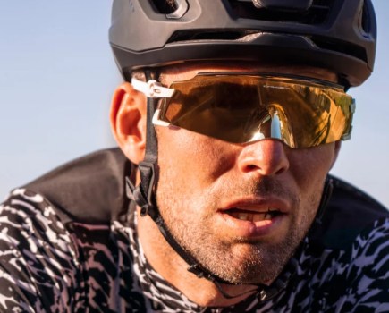 Cyclist Mark Cavendish wearing a pair of his signature Oakley Kato glasses