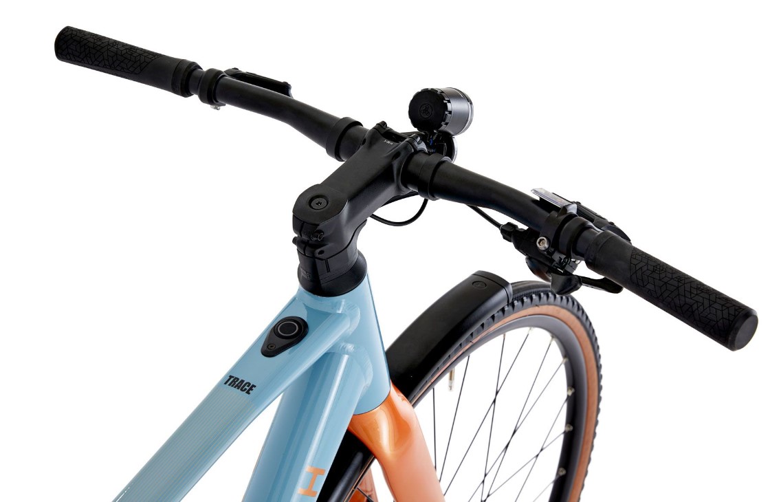 Product shot of a raleigh trace e-bike