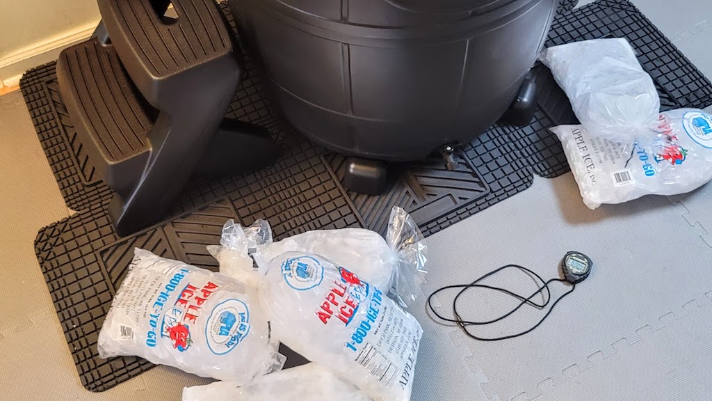 Ice Barrel with bags of ice