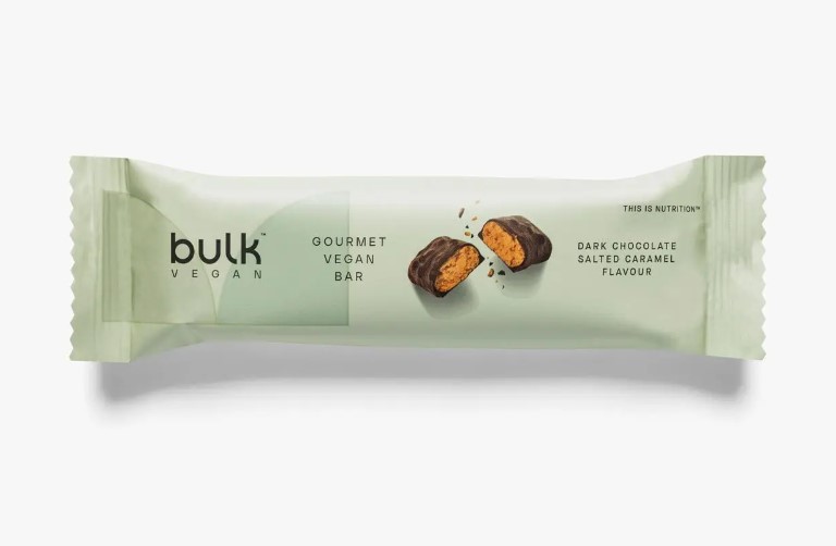 Product shot of a vegan protein bar