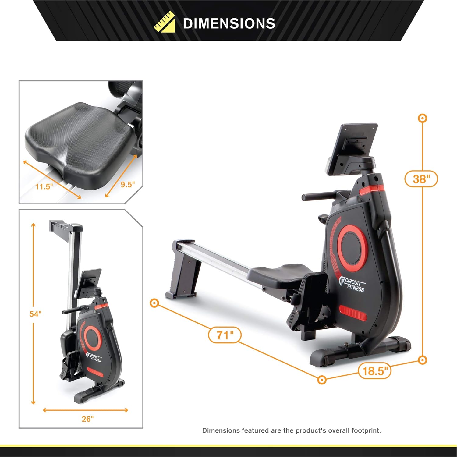 Circuit Fitness Foldable Magnetic Rowing Machine