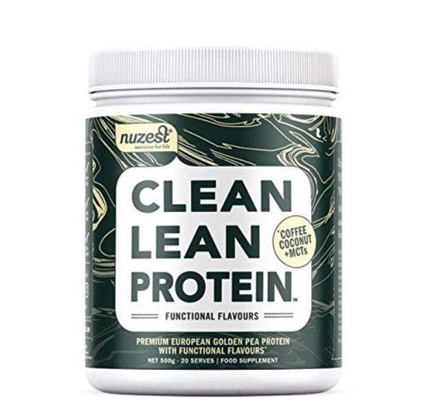 Product shot of Nuzest vegan protein powder