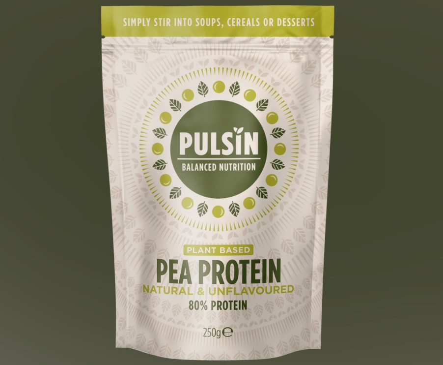 Product shot of Pulsin pea protein powder