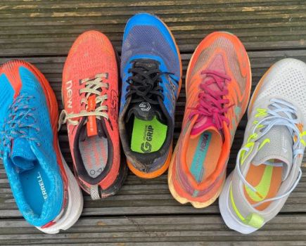 Overhead view of the best trail running shoes