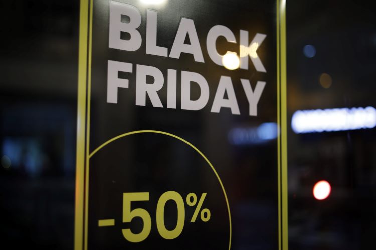 Shop window showing Black Friday sales banner