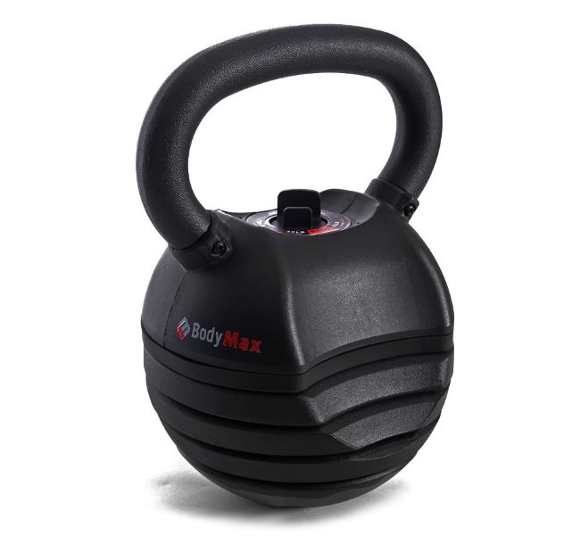 Product shot of a BodyMax adjustable kettlebell