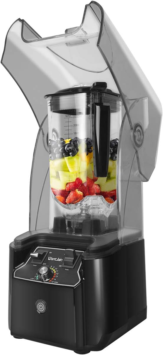 WantJoin Professional Commercial Blender With Shield Quiet Sound Enclosure