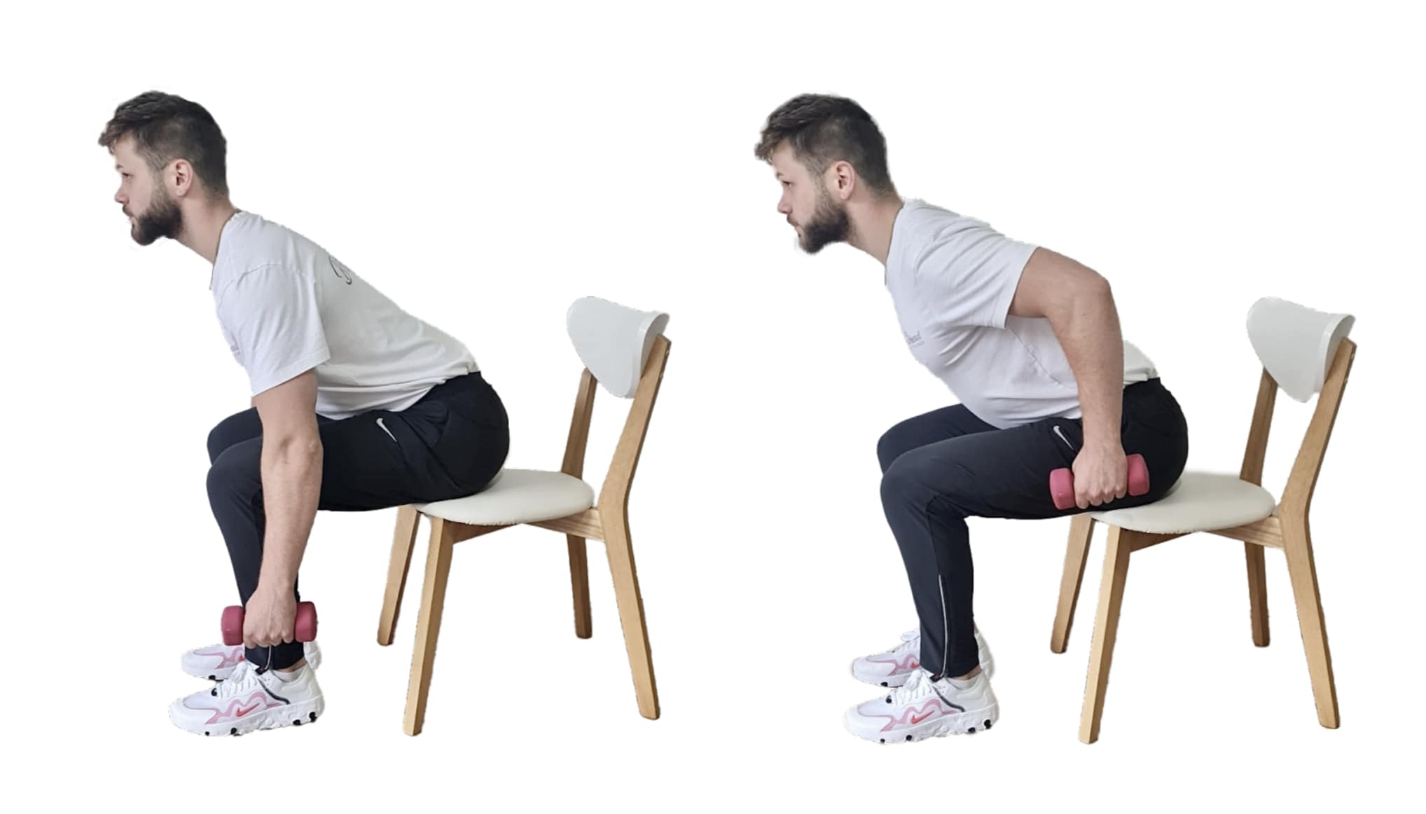 Man performing seated bent-over row exercise 