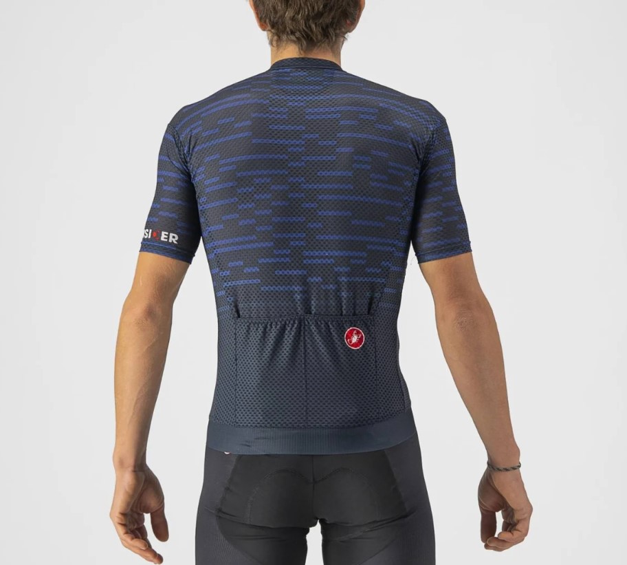 Product shot showing rear of a Castelli cycling jersey