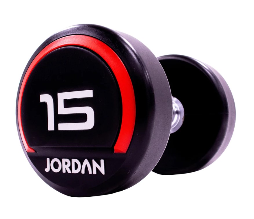 Product shot of a Jordan Fitness dumbbell