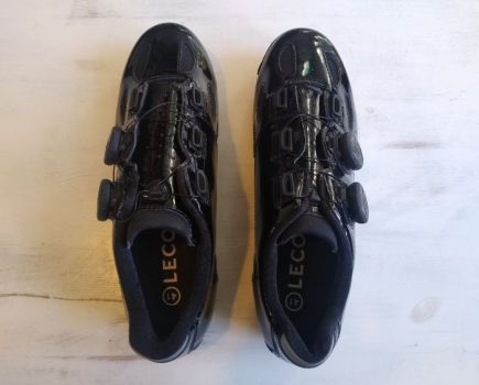 Overhead view of cycling shoes