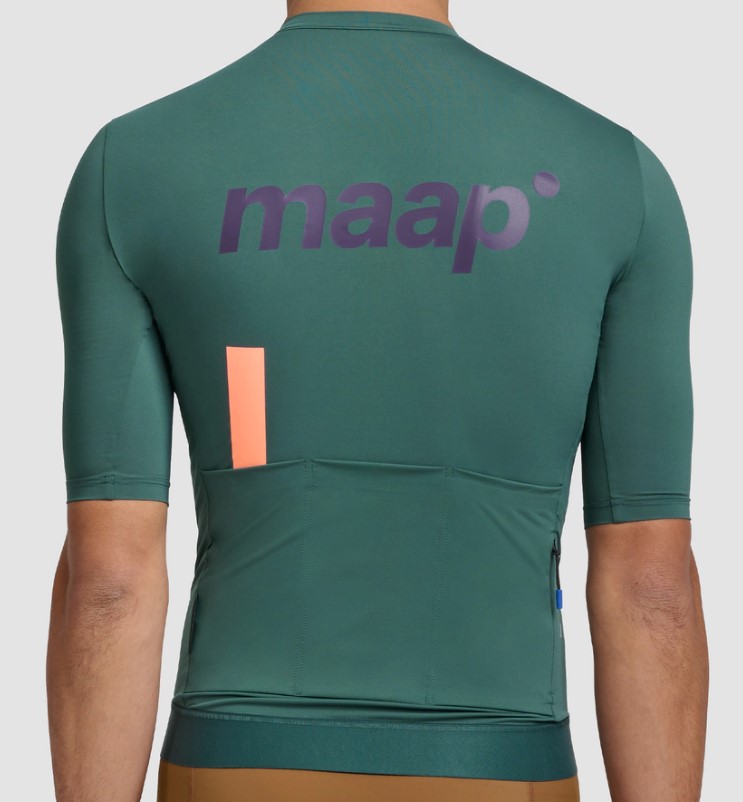 Product shot of rear of Maap cycling top