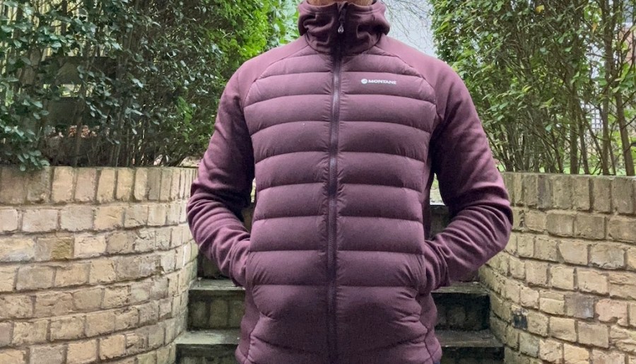 Men's Fitness Editor Isaac Williams wearing the Montane Composite Hooded Down Jacket