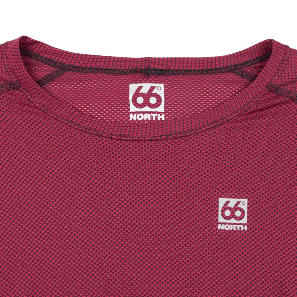 66north workout tee close up, showing lightweight material