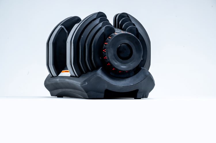 Product shot of an adjustable dumbbell