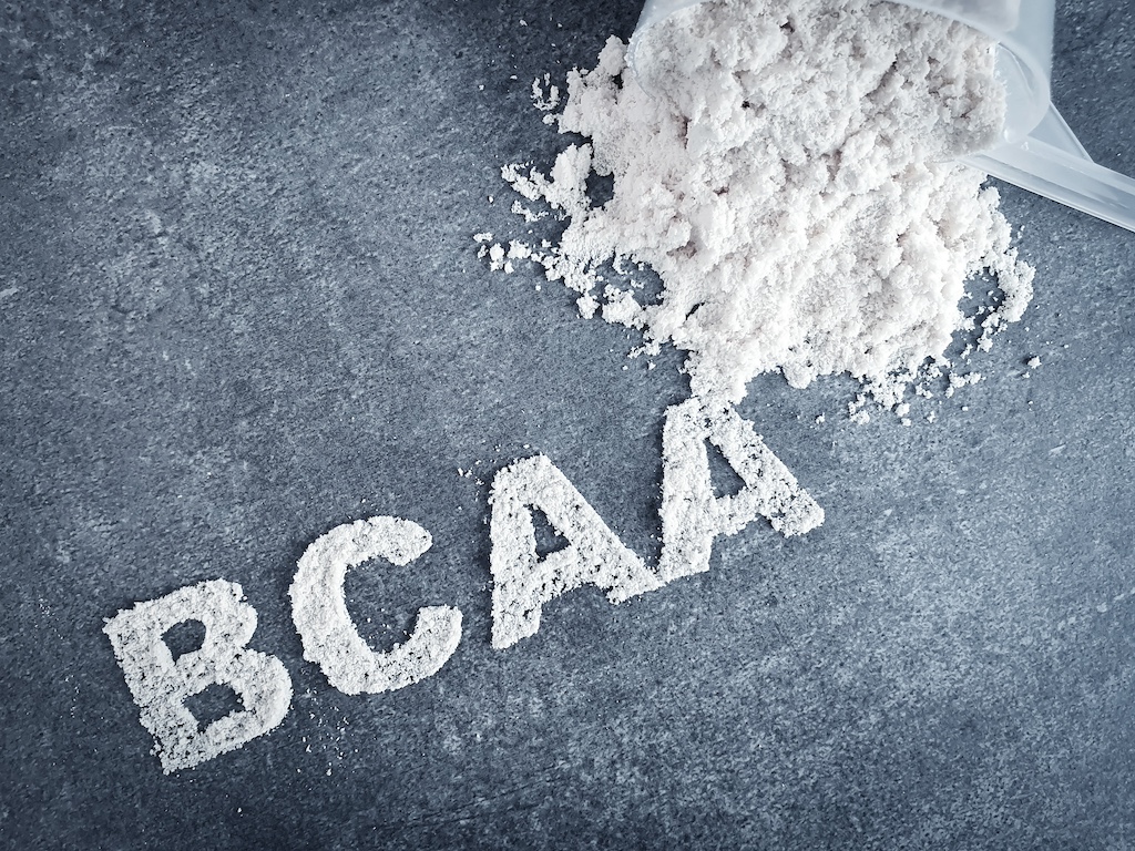 BCAA powder with scoop