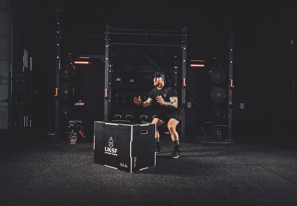 Anthony Stazicker demonstrating how to do a box jump