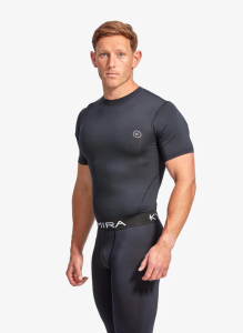 Kymira Charge IR50 Top SS compression shirt, modeled in black