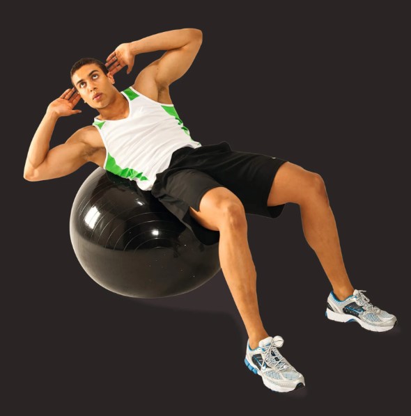 Exercise ball twisting crunch