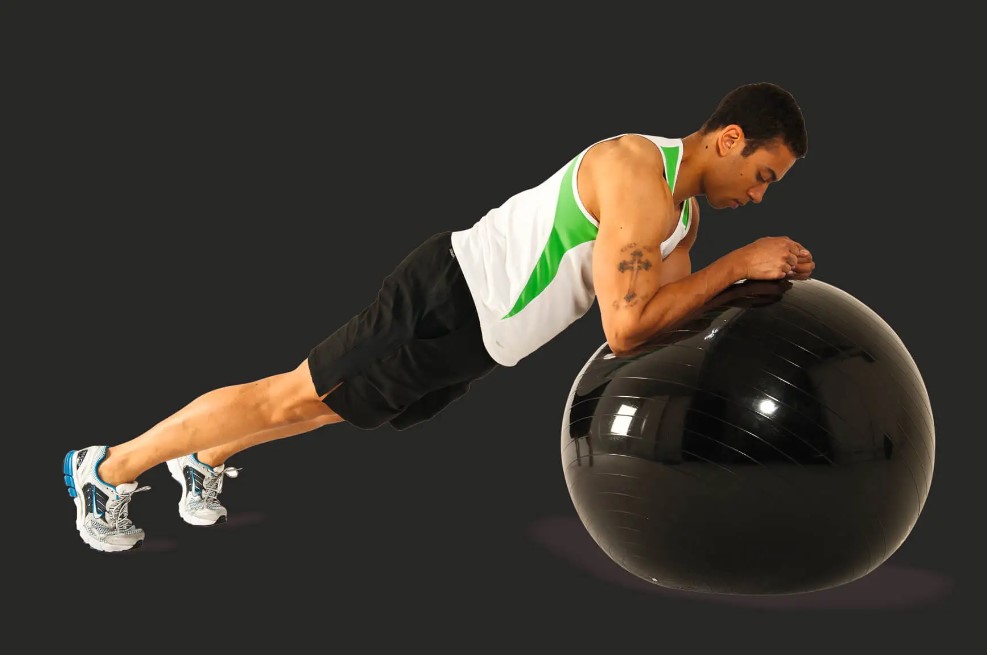 Exercise ball plank