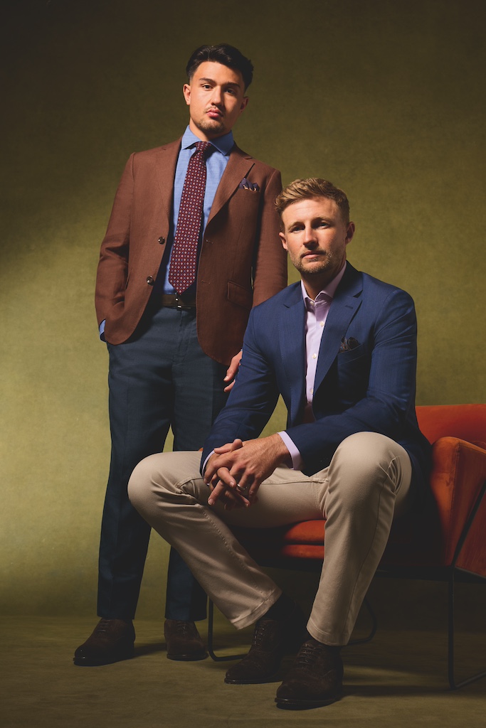 Joe Root and Marcus Smith pose for the latest Charles Tyrwhitt campaign