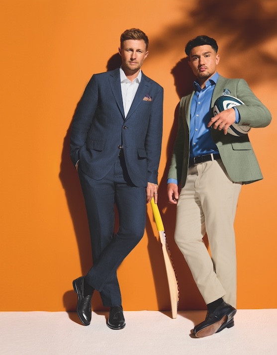 Joe Root and Marcus Smith pose for the latest Charles Tyrwhitt campaign