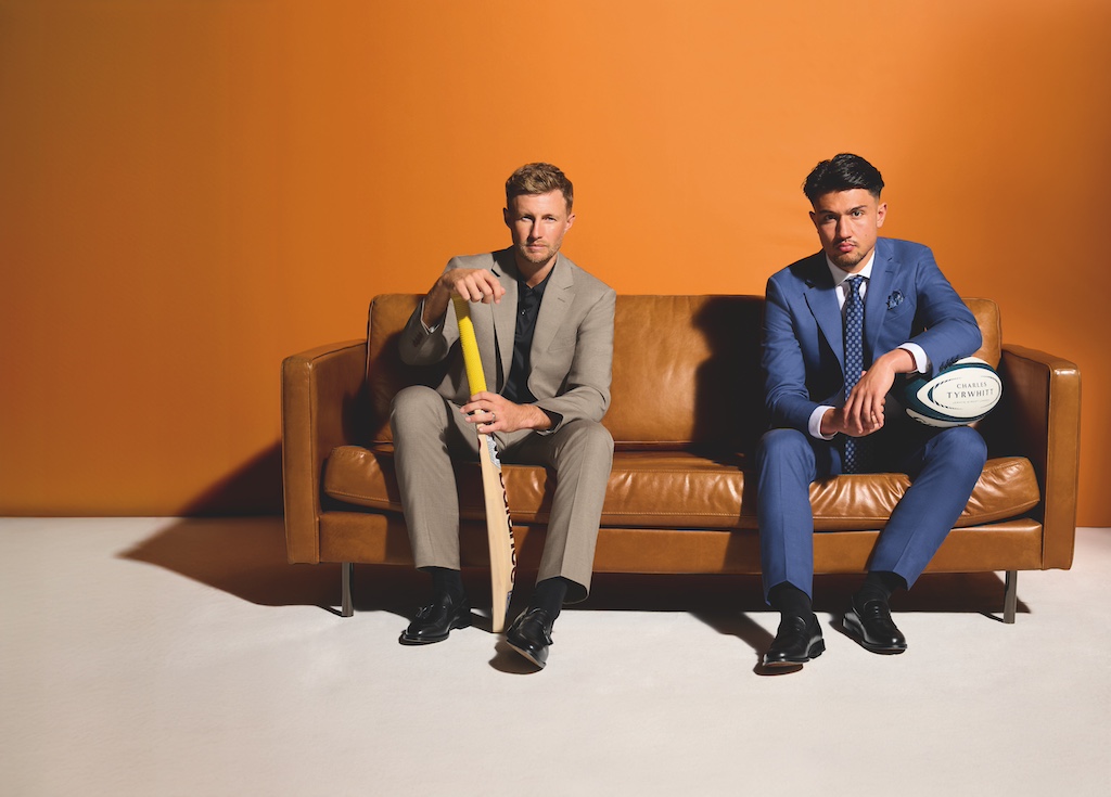 Joe Root and Marcus Smith pose for the latest Charles Tyrwhitt campaign