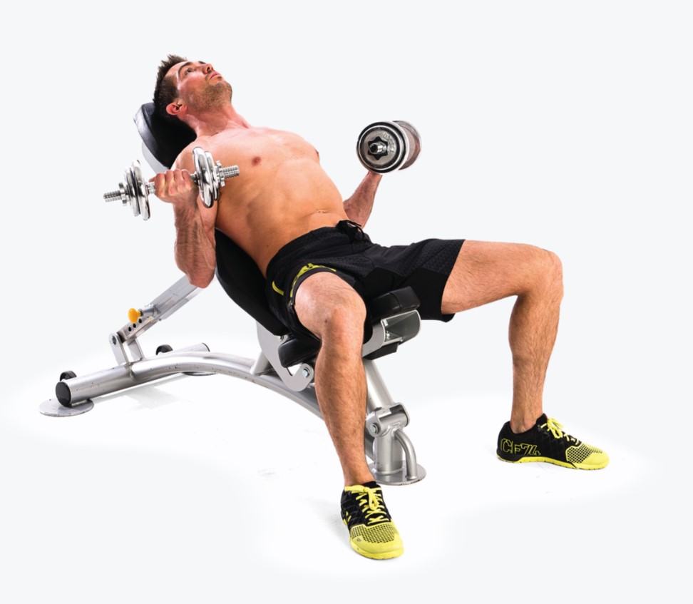 Man performing a seated DB curl