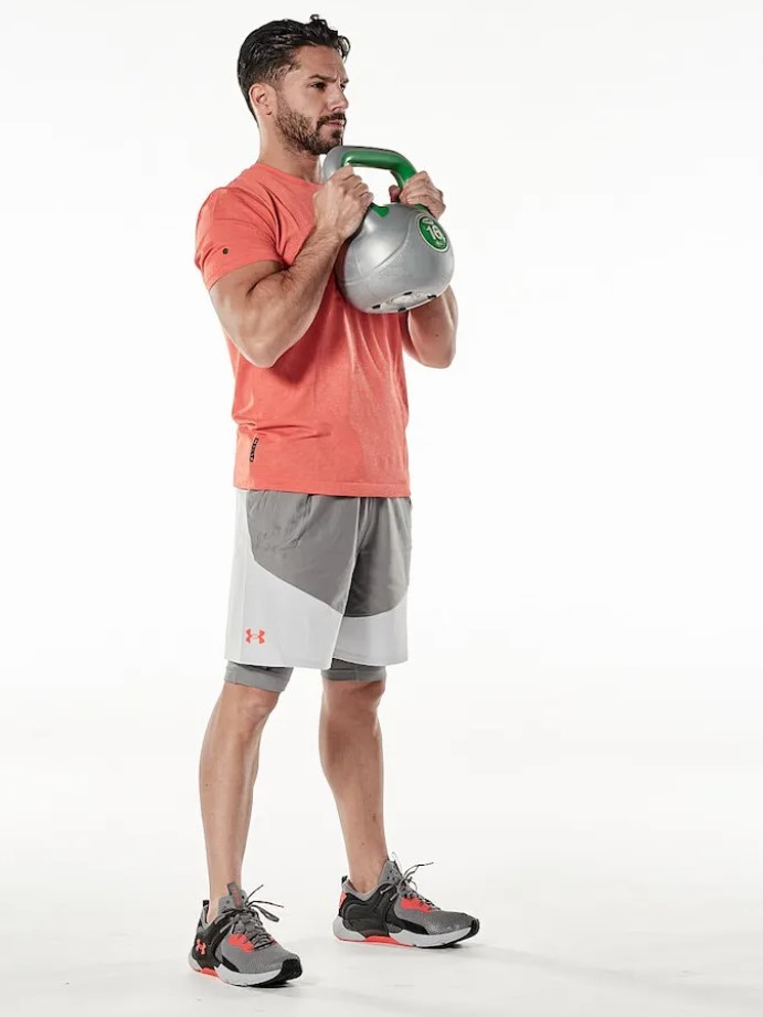 Man performing a kettlebell goblet squat