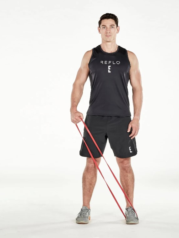Man performing a resistance band lateral raise